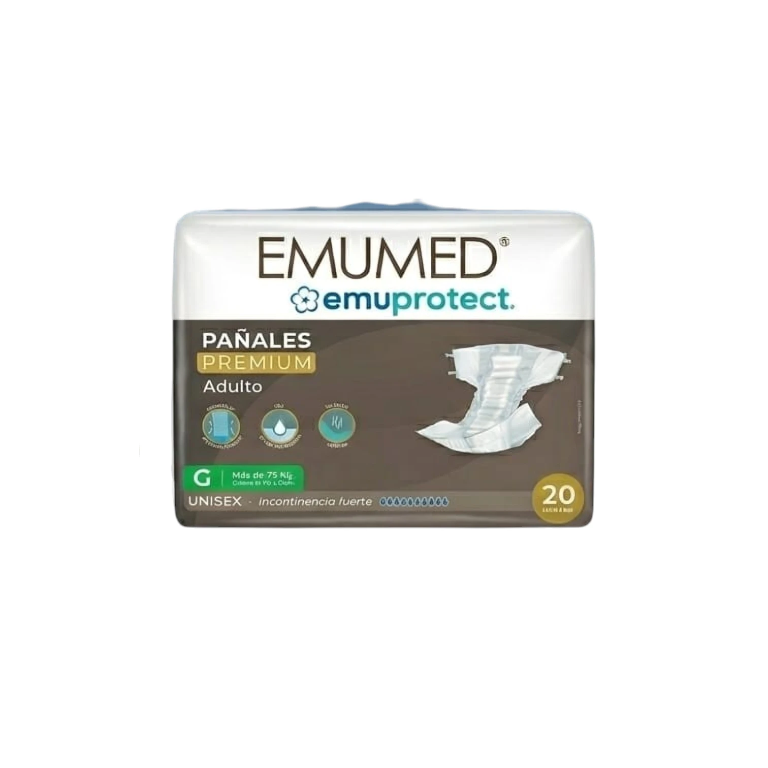 EMUMED PAÑAL PREMIUM ADULTO TALLA G X 20 UNIDADES